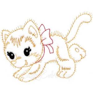 Picture of Retro Kitty 3 Machine Embroidery Design