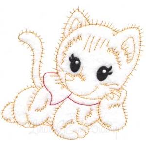 Picture of Retro Kitty 4 (outline) (3 sizes) Machine Embroidery Design