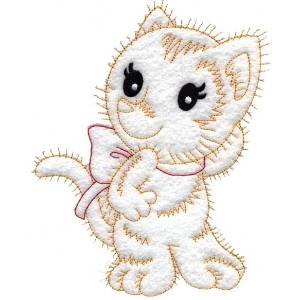 Picture of Retro Kitty 5 (outline) (3 sizes) Machine Embroidery Design