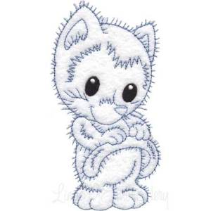 Picture of Retro Kitty 7 (outline) (3 sizes) Machine Embroidery Design