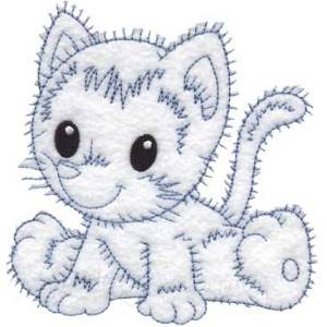 Picture of Retro Kitty 9 (outline) (3 sizes) Machine Embroidery Design
