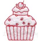 Cupcake 2 Redwork (2 sizes) Machine Embroidery Design