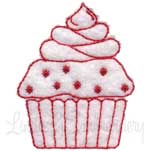 Cupcake 10 Redwork (2 sizes) Machine Embroidery Design