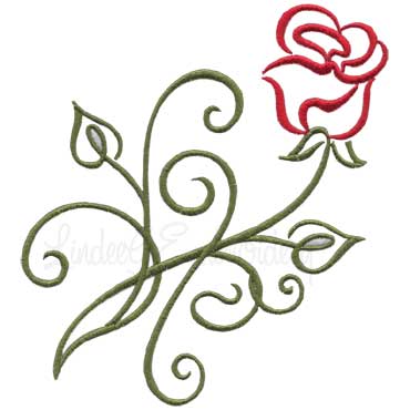 Calligraphy Rose 3 Machine Embroidery Design