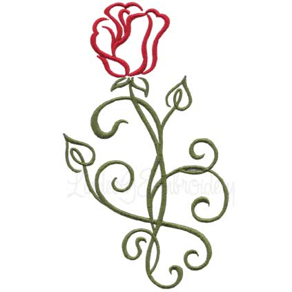 Calligraphy Rose 4 Machine Embroidery Design