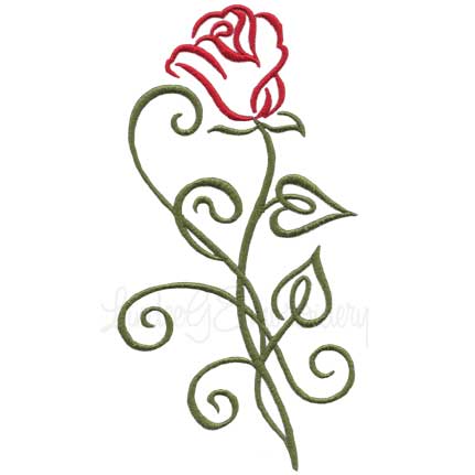 Calligraphy Rose 6 Machine Embroidery Design