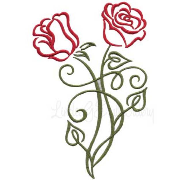 Picture of Calligraphy Rose 10 Machine Embroidery Design