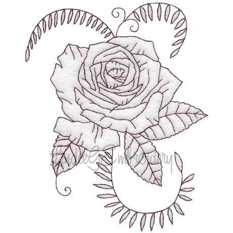 Realistic Rose  Redwork - Bean st. Machine Embroidery Design