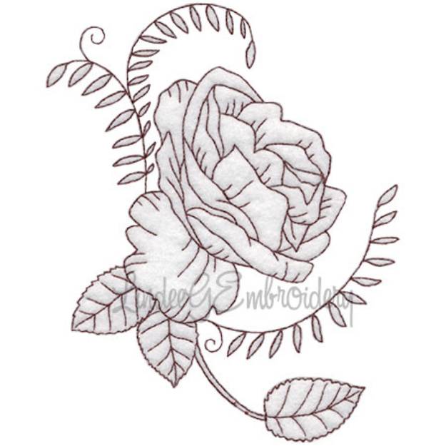 Picture of Realistic Rose 2 Redwork - Bean st. Machine Embroidery Design