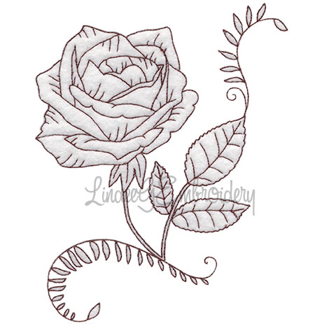Realistic Rose 3 Redwork - Bean st. Machine Embroidery Design