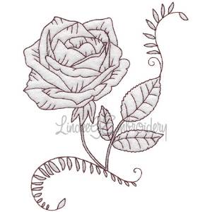 Picture of Realistic Rose 3 Redwork - Bean st. Machine Embroidery Design