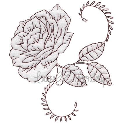 Realistic Rose 4 Redwork - Bean st. Machine Embroidery Design