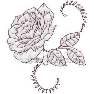 Picture of Realistic Rose 4 Redwork - Bean st. Machine Embroidery Design