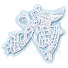 Angel with Poinsettia Machine Embroidery Design