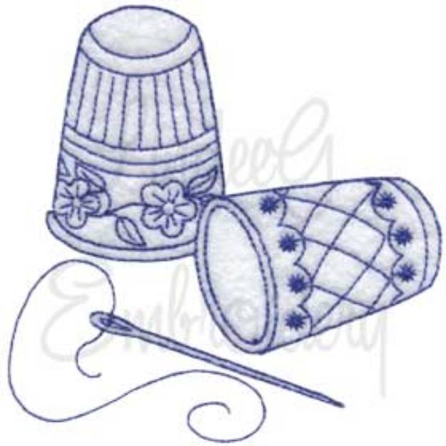 Picture of Thimbles with Needle & Thread Machine Embroidery Design