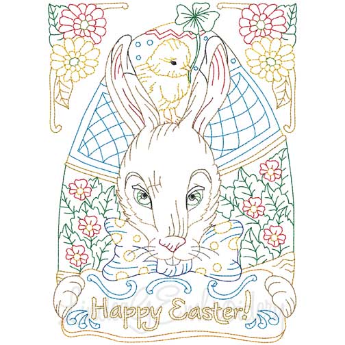 Happy Easter (multicolor) (3 sizes) Machine Embroidery Design