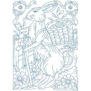 Picture of Delivering Eggs (Redwork) (3 sizes) Machine Embroidery Design