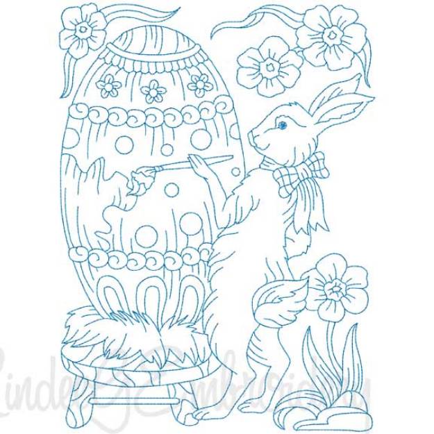 Picture of Painting Eggs (Redwork) (3 sizes) Machine Embroidery Design