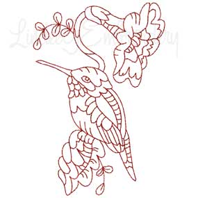 Hummingbird 2 Redwork (3 sizes) Machine Embroidery Design