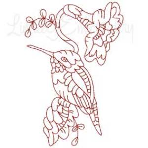 Picture of Hummingbird 2 Redwork (3 sizes) Machine Embroidery Design