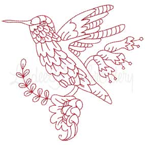 Hummingbird 6 Redwork (3 sizes) Machine Embroidery Design