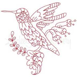 Picture of Hummingbird 6 Redwork (3 sizes) Machine Embroidery Design