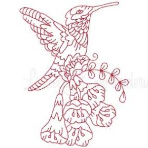 Picture of Hummingbird 7 Redwork (3 sizes) Machine Embroidery Design