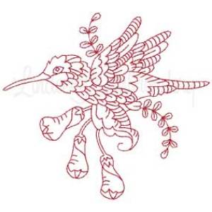 Picture of Hummingbird 8 Redwork (3 sizes) Machine Embroidery Design