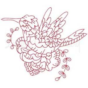 Picture of Hummingbird 9 Redwork (3 sizes) Machine Embroidery Design