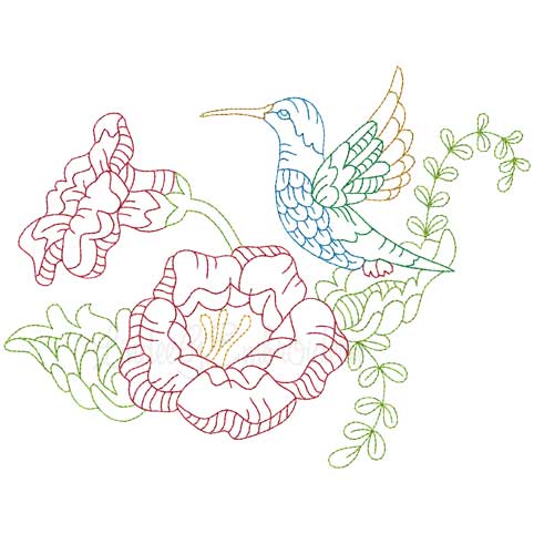 Hummingbird 1 Multicolor (3 sizes) Machine Embroidery Design