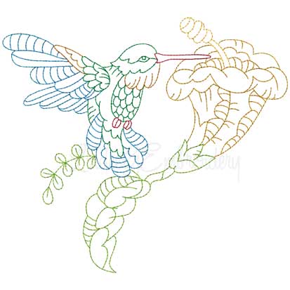 Hummingbird 4 Multicolor (3 sizes) Machine Embroidery Design