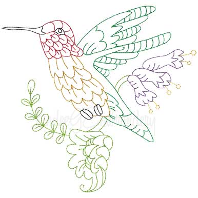 Hummingbird 6 Multicolor (3 sizes) Machine Embroidery Design