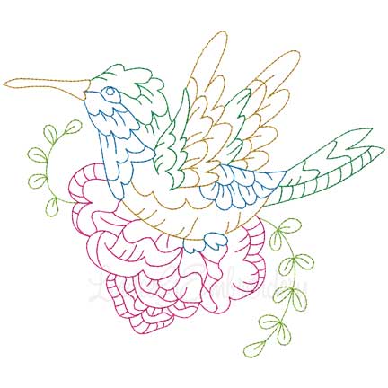 Hummingbird 9 Multicolor (3 sizes) Machine Embroidery Design