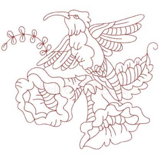 Picture of Hummingbird 3 Redwork (3 sizes) Machine Embroidery Design