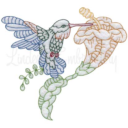 Hummingbird 4 Multicolor (3 sizes) Machine Embroidery Design