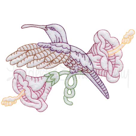 Hummingbird 5 Multicolor (3 sizes) Machine Embroidery Design
