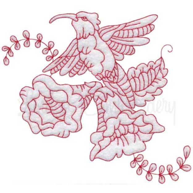 Picture of Hummingbird 3 Redwork (3 sizes) Machine Embroidery Design