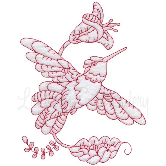 Hummingbird 10 Redwork (3 sizes) Machine Embroidery Design