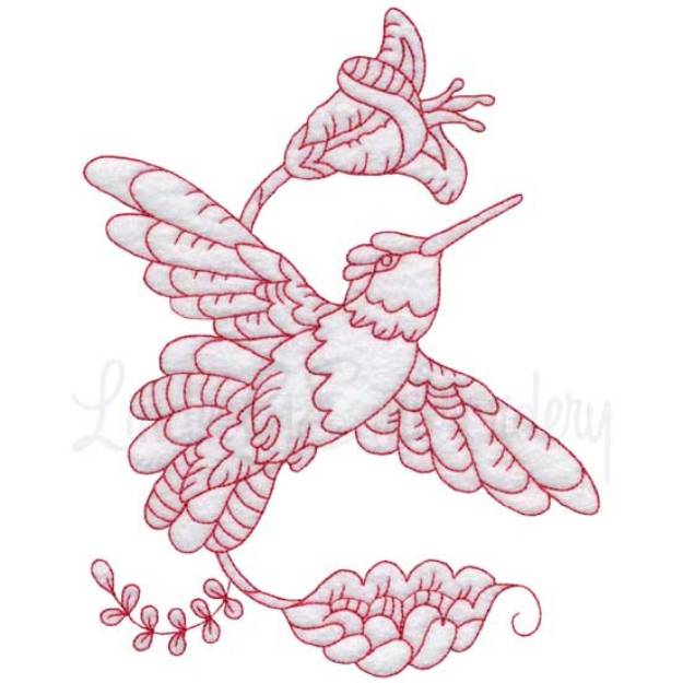Picture of Hummingbird 10 Redwork (3 sizes) Machine Embroidery Design