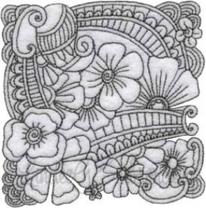 Picture of Floral Doodle Block 9 (5 sizes) Machine Embroidery Design