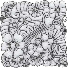 Floral Doodle Block 10 (5 sizes) Machine Embroidery Design