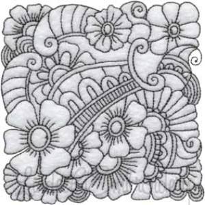 Picture of Floral Doodle Block 10 (5 sizes) Machine Embroidery Design