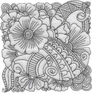 Picture of Floral Doodle Block 1 (5 sizes) Machine Embroidery Design