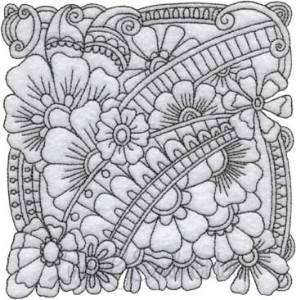 Picture of Floral Doodle Block 2 (5 sizes) Machine Embroidery Design