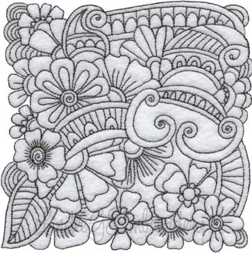 Floral Doodle Block 3 (5 sizes) Machine Embroidery Design
