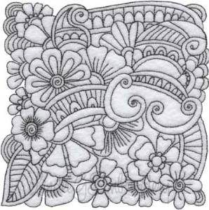 Picture of Floral Doodle Block 3 (5 sizes) Machine Embroidery Design