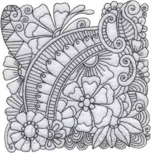 Picture of Floral Doodle Block 4 (5 sizes) Machine Embroidery Design