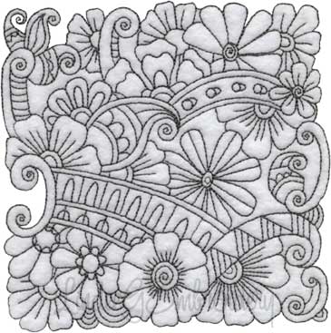 Floral Doodle Block 5 (5 sizes) Machine Embroidery Design