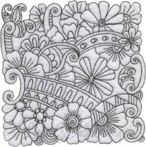 Picture of Floral Doodle Block 5 (5 sizes) Machine Embroidery Design