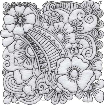 Floral Doodle Block 6 (5 sizes) Machine Embroidery Design